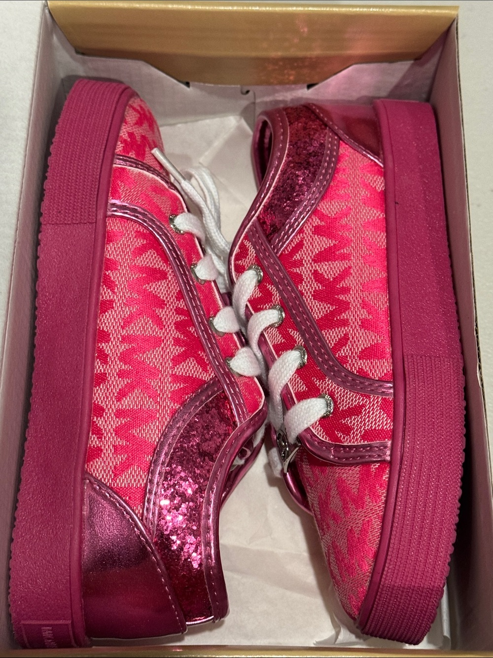 Michael Kors Hot Pink Glitter Platform Sneakers